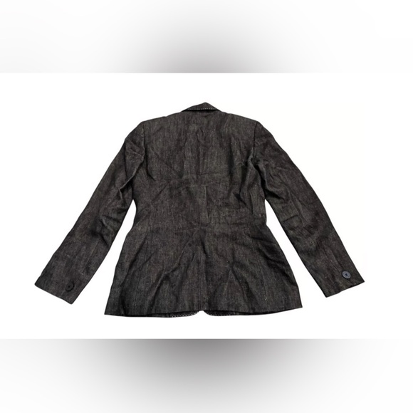 Ralph Lauren Purple Label Womens Button Linen Jacket Sz 2 Charcoal Blazer USA - Picture 2 of 15